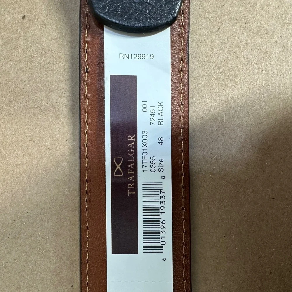 Trafalgar Belt Strap Mens 48 Black Full Grain Leather Replacement No Buckle